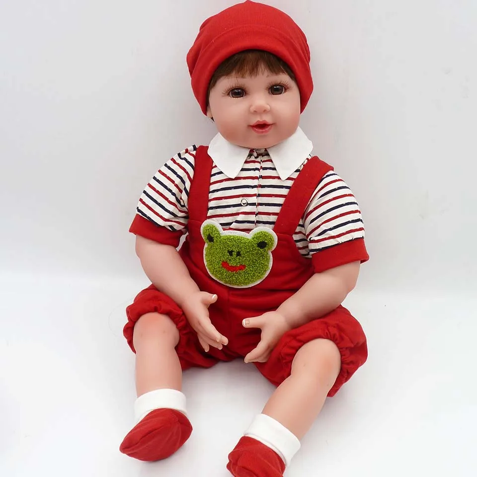 

50 cm Lifelike Smiling Reborn Baby Dolls Silicone 20 Inch Babies Doll Safe Baby Toy Red Hat Baby So Truly Kids Playmates
