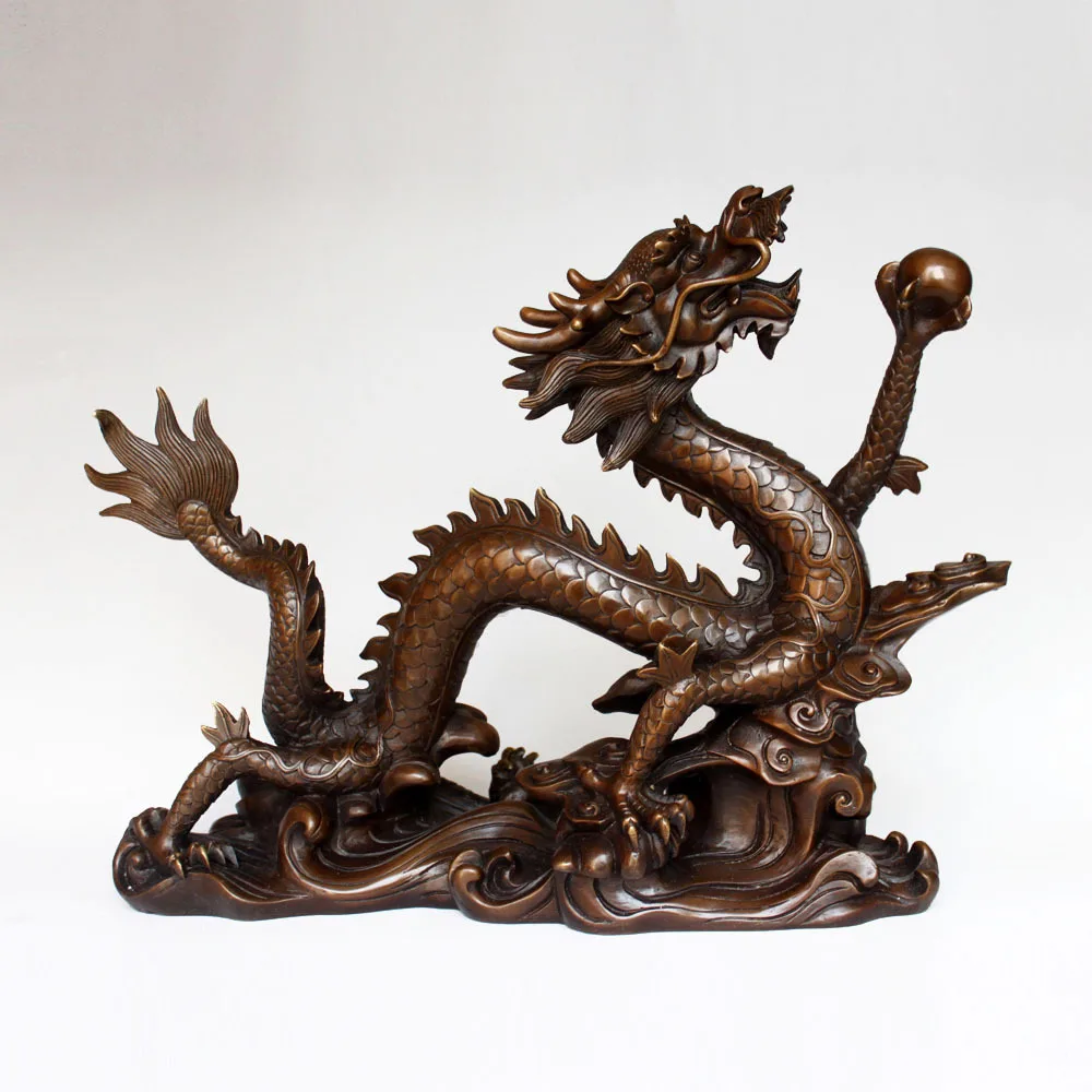 Chinese Zodiac Fengshui Pure Copper Wealth Year Fu Running Dragon With