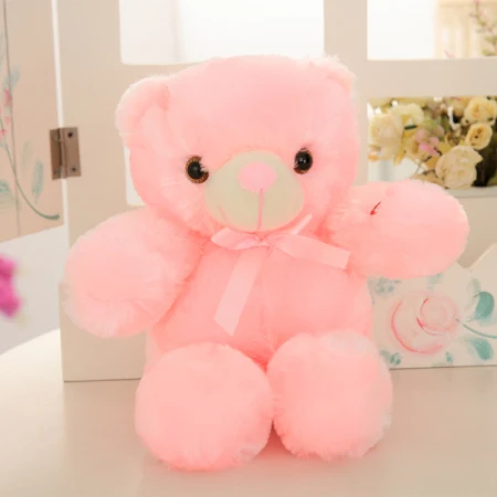 BOOKFONG 30 см романтическая красочная вспышка светодиодный плюшевый мишка плюшевые игрушки куклы детские игрушки детский Декор для рождества, дня рождения - Высота: 30cm Pink
