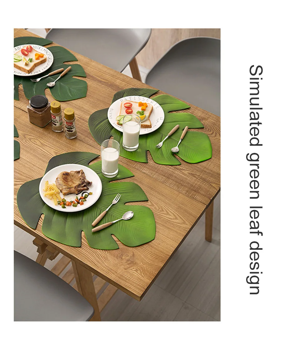 Simulated Turtle Back Leaf Placemat Artificial Plant Insulation Non-slip Tableware Home Western anti-hot plate Table Decor Mats (8)