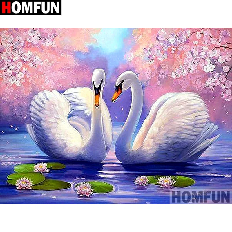 Алмазная 5D картина HOMFUN Лебедь сделай сам вышивка крестиком домашний декор Стразы