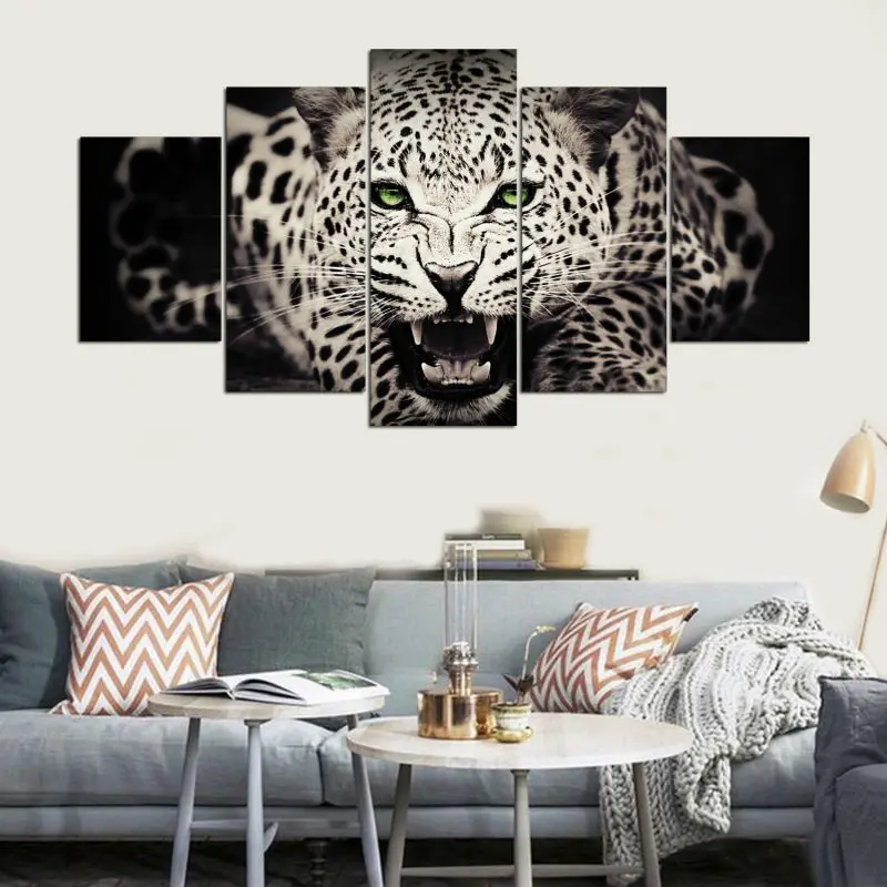 

Canvas HD Prints Pictures Modern Wall Art 5 Pieces Animal Leopard Paintings For Living Room Home Decor Abstract Poster