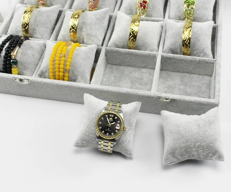 Высококачественная 12 Сетка ледяная Бархатная подушка для часов коробка для хранения ювелирных изделий Органайзер для сережек кольца держатель для браслета чехол