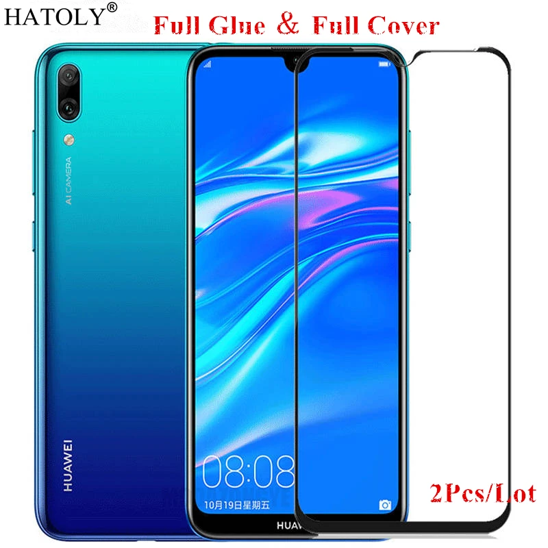 2 шт для Huawei Y6 2019 стекло закаленное стеклянная пленка полное клеевое покрытие
