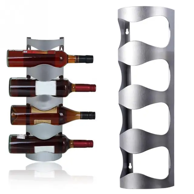 4 Bottles Creative Wine Rack Holders Stainless Steel Hanging Type 4 Bottles Creative Wine Rack Holders Stainless Steel Hanging Type Professional Stand Home Wall