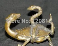 

RARE old collectible style bronze statue tortoise snake decorate