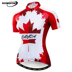 Weimostar Канада Команда Для женщин Велоспорт трикотаж летняя Велосипедная форма влагу Велосипед одежда Дышащие MTB велосипеда трикотаж Ropa