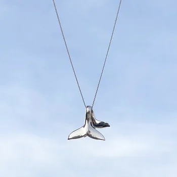 

2019 Trendy Charm 925 Sterling Silver Mermaid Tail Necklaces For Women Simple Long Statement Necklaces Girls Party Gift Colar