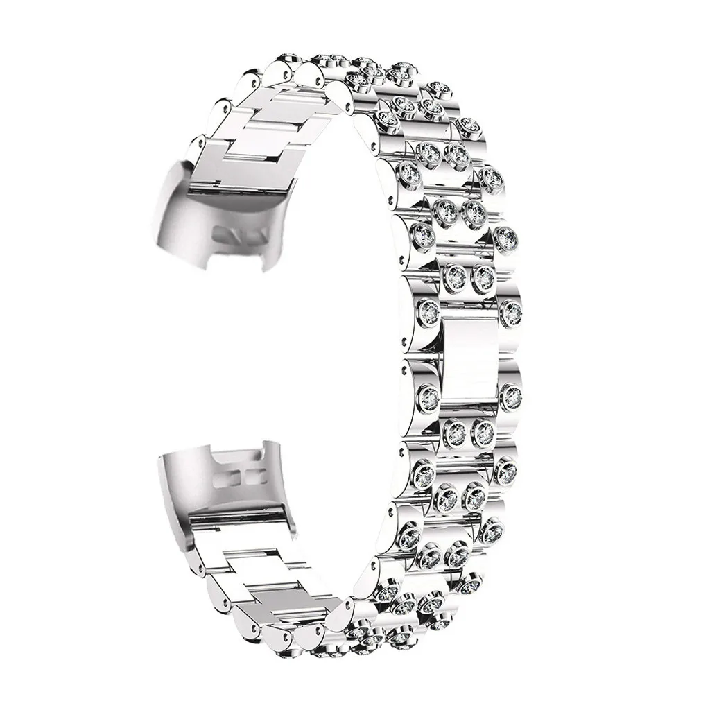 HIPERDEAL соединитель из нержавеющей стали кристалл браслет 135-208 мм Смарт часы ремешок для Fitbit Charge 3 19Feb14