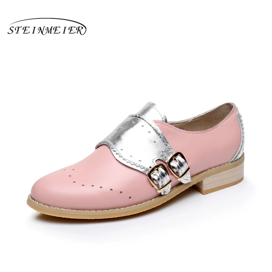 Women Genuine Leather Flats Oxford Shoes Woman slipon Sneakers Ladies Vintage Casual buckle Shoes women's loafers spring
