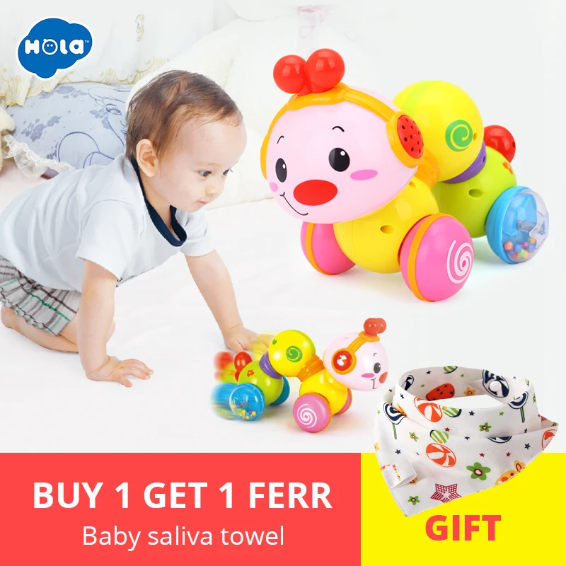 HOLA 997 ползучий червь прекрасный музыкальный Brinquedos Bebe червь пресс-функция с музыкой и светом обучающие игрушки для детей - изображение