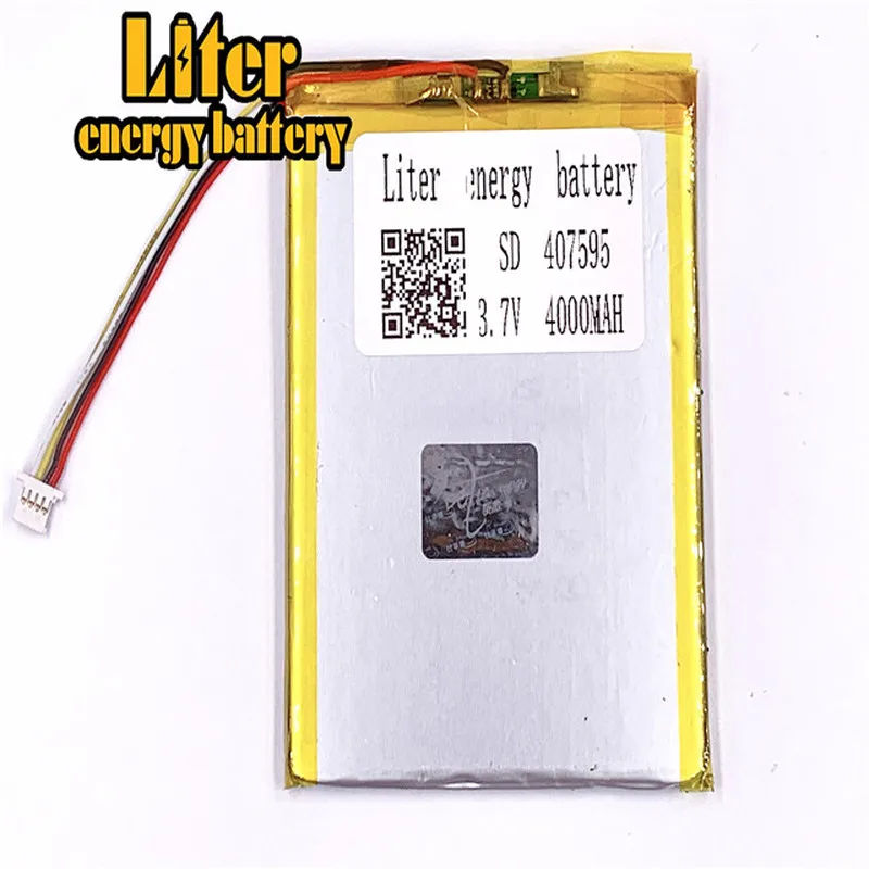 Разъем 1 0-4 P 3 7 V 407595 4000mah планшетный ПК дюймов MP4 MP5 литий-полимерный литий-ионный