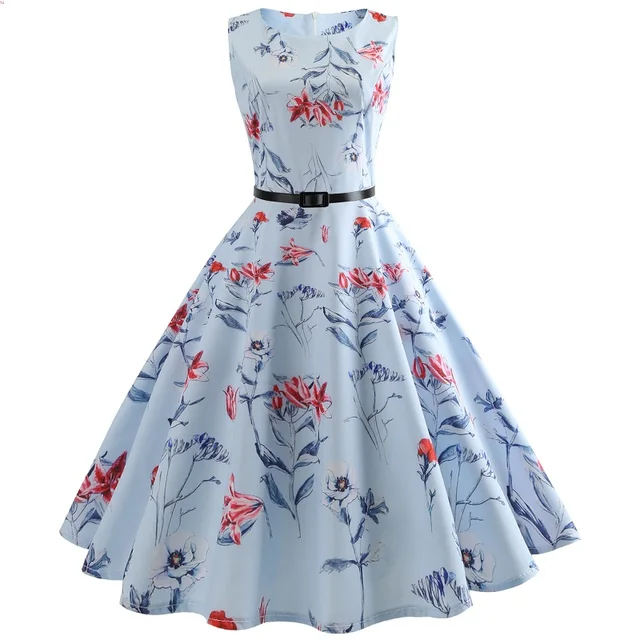 Vintage print dress for women's wear elegant Teen Party Dress Girls ...