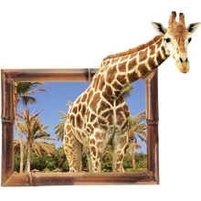 Фальшивое окно 3D жираф животное Наклейка на стену фоновое украшение эмуляция домашний Декор Гостиная наклейки художественная наклейка s плакат