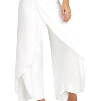 

Women High Waist Flared Wide Leg Long Pants OL Work Casual Palazzo Long Trousers