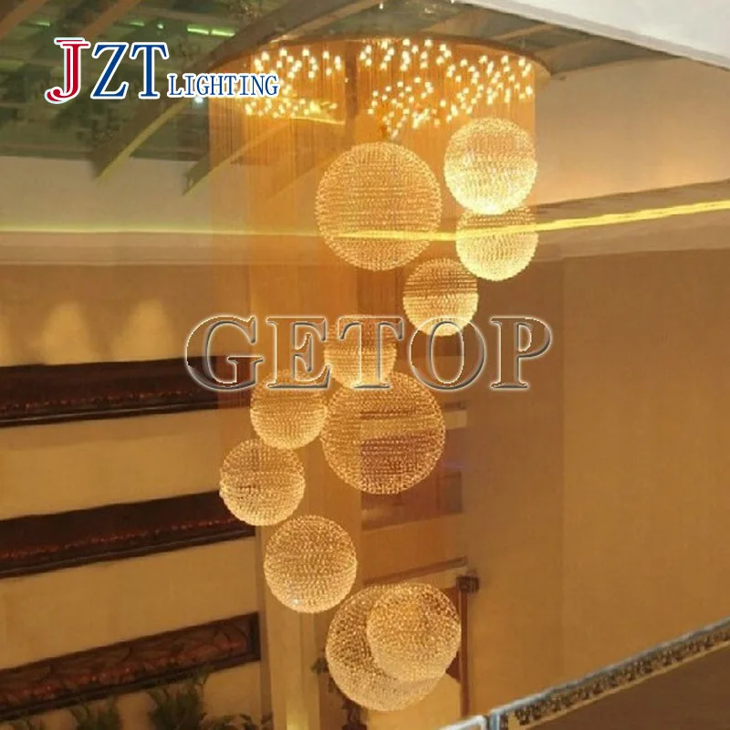

T Luxury Crystal Indoor Lamp Simple Creative Modern pendant light for Penthouse Floor Hall Stair Circular Shape With LED Bulbs
