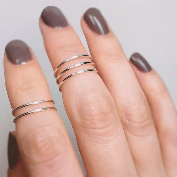 

PINJEAS Knuckle Ring Set 2 midi ring Knuckle Midi Stackable Spiral Handmade vintage minimalist Jewelry promise Women Gift