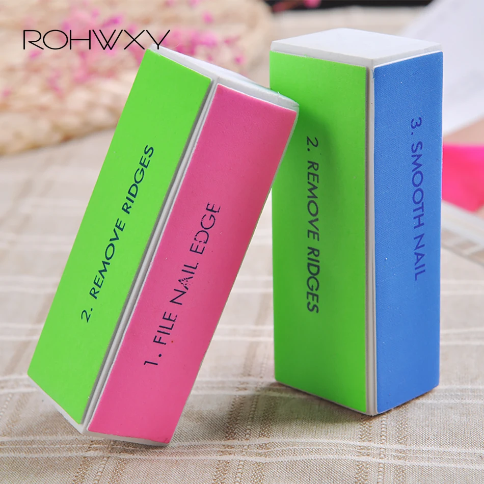 ROHWXY 2019 Мини пилка для ногтей брусок УФ гель шлифовки полоски маникюр с полировкой