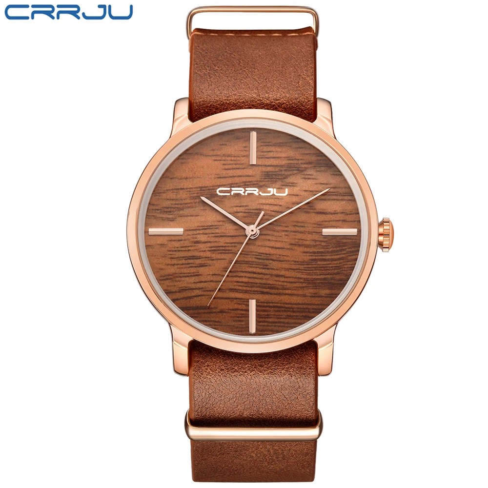 CRRJU новые деревянные кварцевые мужские часы повседневные деревянные цветные часы с кожаным ремешком деревянные мужские наручные часы Relogio Masculino