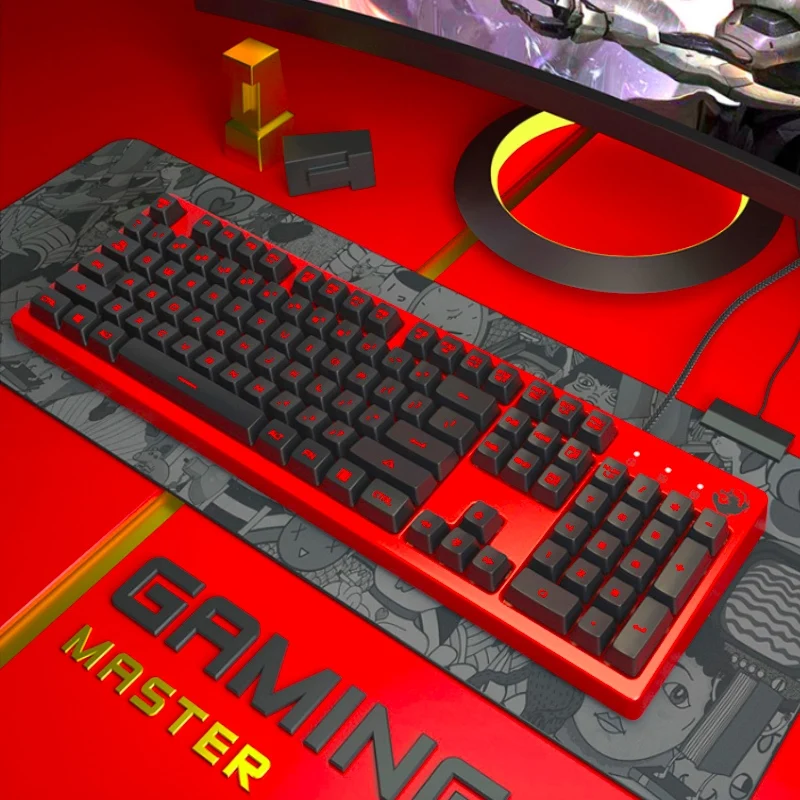 

Gaming Keyboard 104 Keycaps Waterproof Silent Keyboard Computer Gamer USB Wired For Desktop Laptop Home Office Use