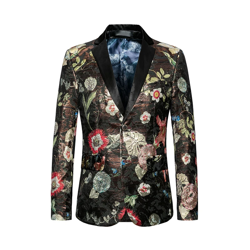 

Luxury Jacquard Floral Blazer Slim Masculino Prom Party Cloth 2020 Flower Suit Jacket Mens Stylish Blazer Plus Size 5xl