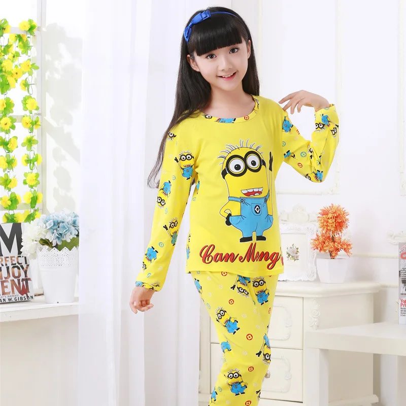 Детская пижамы установить осень зима мальчики девочки с длинными рукавами домашней одежды костюм хлопка малышей мультфильм Удобные пижамы костюм пижамы для мальчиков пижама для девочки