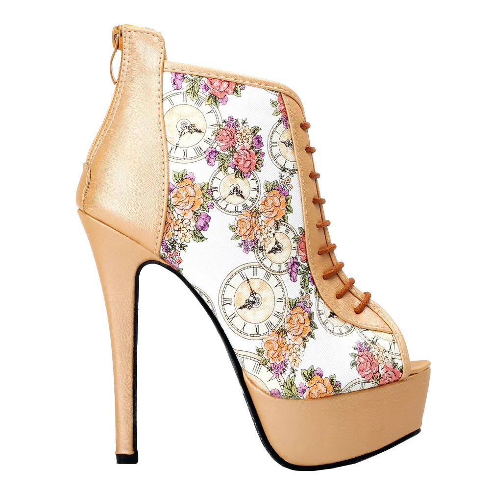 

LF80840 Glam Beige Open Toe Floral Clock Stiletto Ankle Bootie Pump Size 4/5/6/7/8/9/10