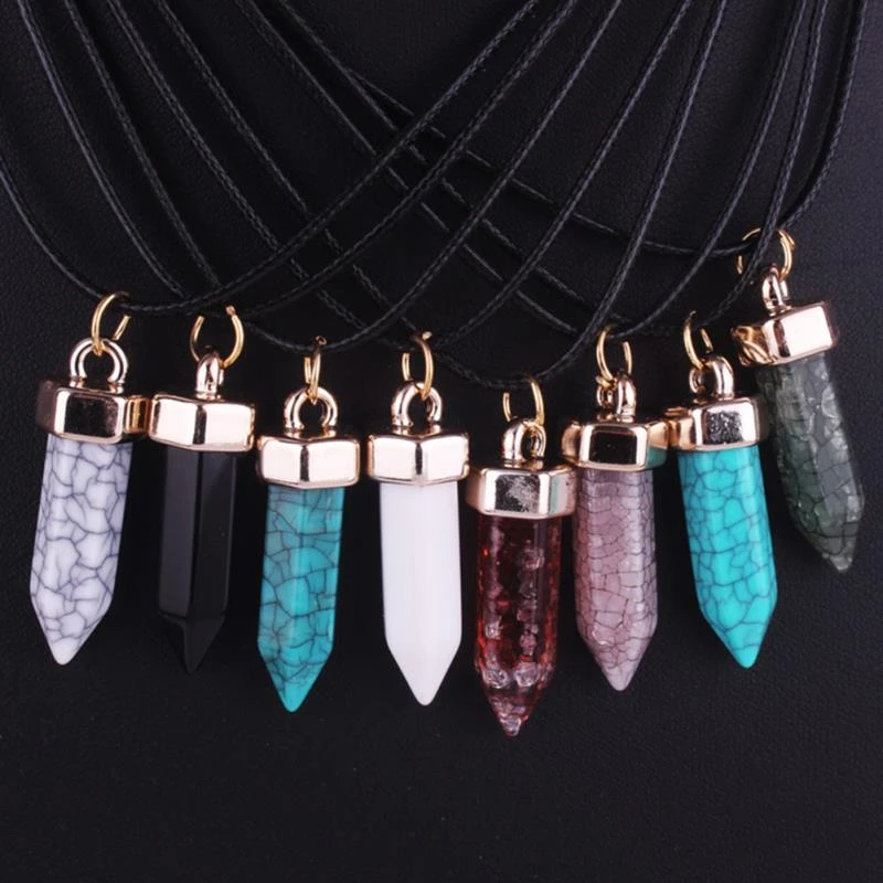 Mujeres de la manera Collar de Cristal de Piedra Natural de La Columna Hexagonal Colgante Cadenas de Accesorio de joyería|hexagonal column necklace|necklace crystalfashion accessories AliExpress