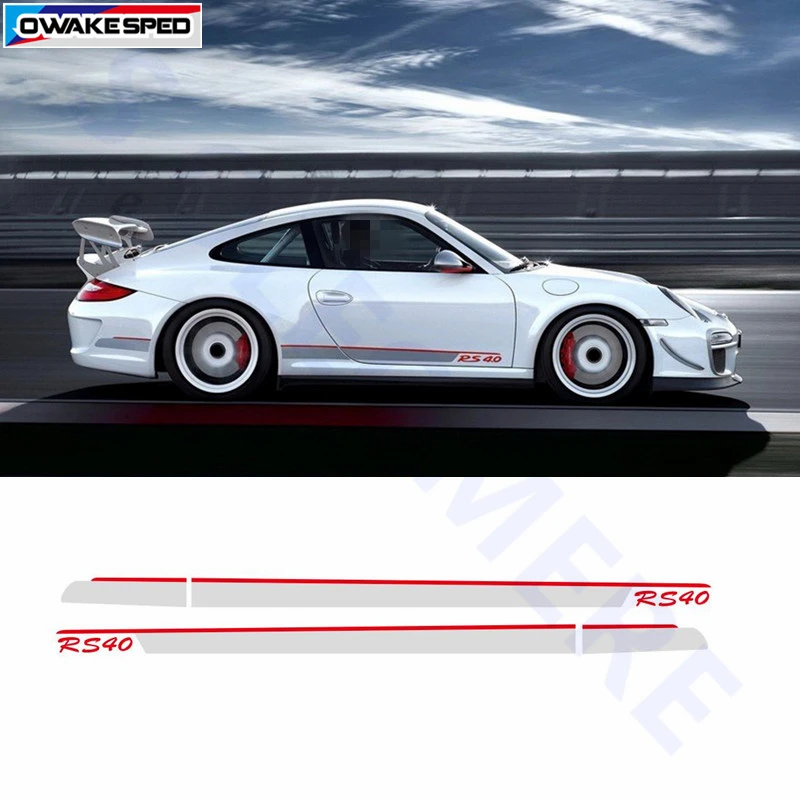 

Door Side Skirt Stripes Car Body Decor Sticker Auto Customized Decal For Porsche 911 997 Car Original Decal Sport RS40 Styling