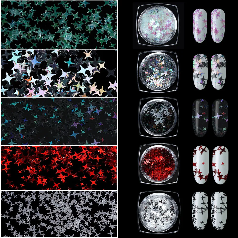 1 коробка макияж 3D смешанный размер звезда под блески для дизайна ногтей тонкие блестки лазерные блестки DIY инструменты для маникюра