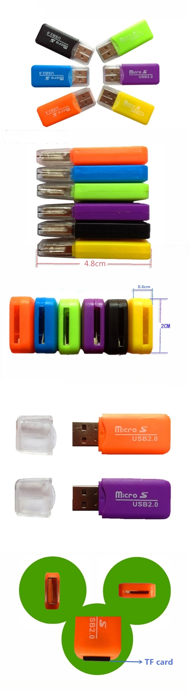 GAOMUYUE USB 2,0 кард-ридер для tf карт в кард-ридере s для microsd и micro sd карты с адаптером SD на выбор C-1