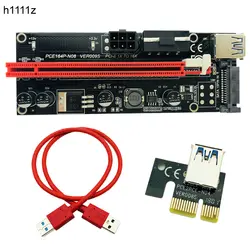 50 шт 009 s PCI Express Riser Card 1x к 16x PCIE Extender USB3.0 кабель SATA 6Pin 4Pin IDE Molex разъем питания для BTC шахтер горнодобывающей 2 светодиодный