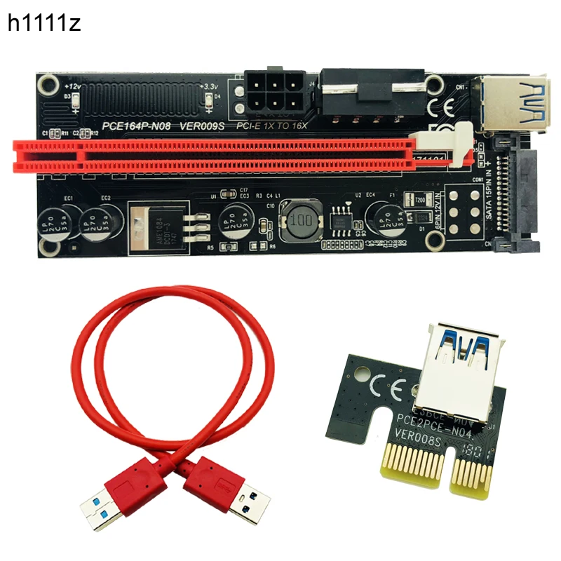 Райзер карта 009s PCI Express с 1x на 16x PCIE Кабель USB3.0 SATA 6 контактов 4 контакта IDE Molex Power для