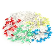 100 шт./лот 3 мм светодиодный светильник белый желтый красный зеленый синий Ассорти набор DIY светодиодный s Набор электронный diy Набор