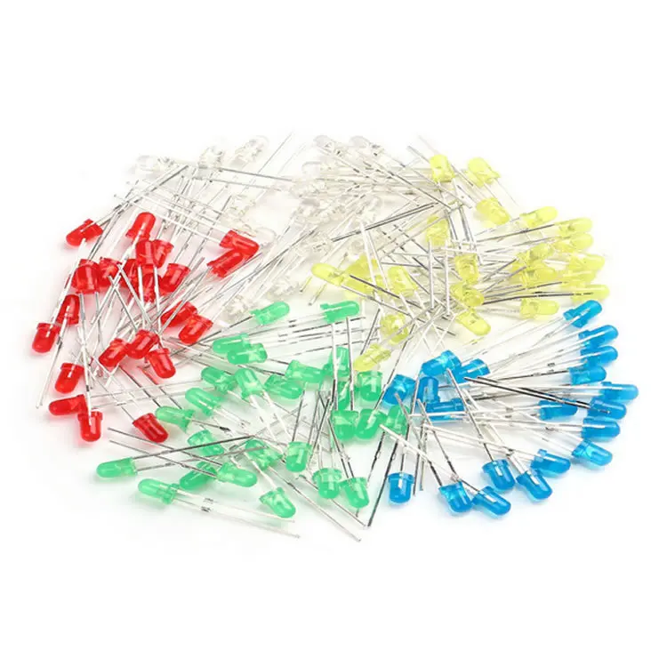 

100Pcs/Lot 3mm LED Light White Yellow Red Green Blue Assorted Kit DIY LEDs Set electronic diy kit