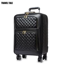 Travel tale 1" 20" 2" дюймов занят доска кожаный чемодан Спиннер Ретро koffers тележки Ручная сумка для багажа на колесе