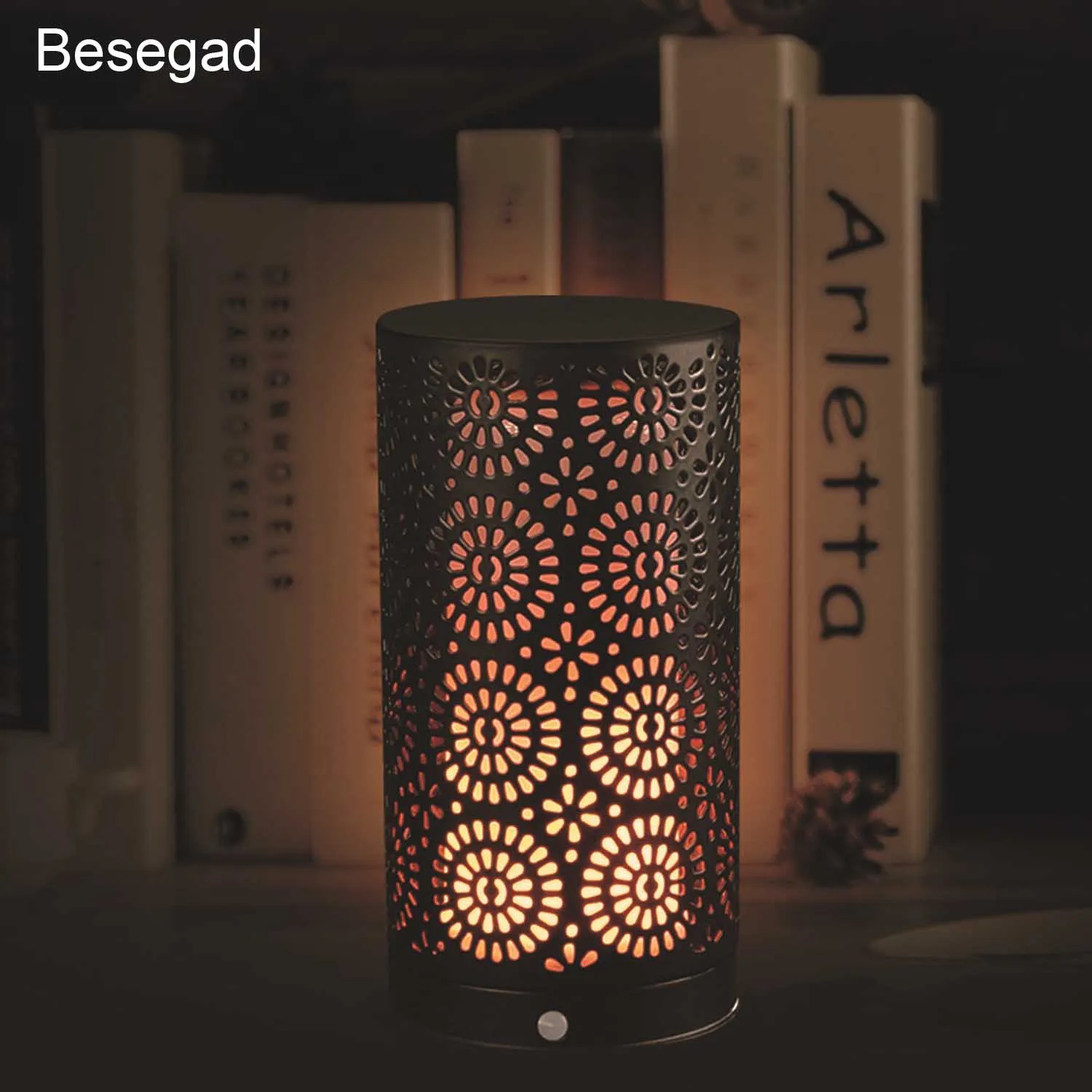 

Behogar Retro USB LED Magnet Fire Flame Lights Table Lamp with Flickering Flames Effect for Christmas Home Bar Hotel Decor