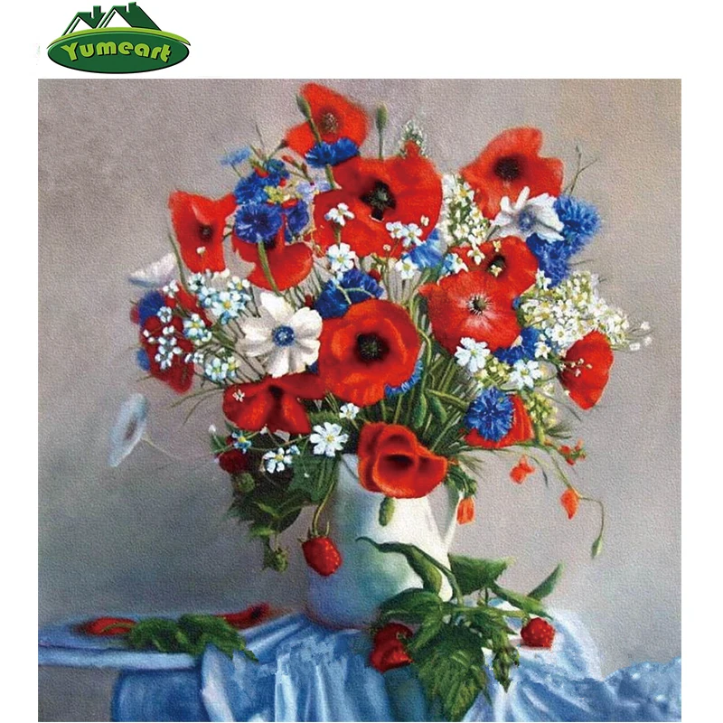 DIY 5d Diamond Painting Cross-stitch Kits Embroidery with Diamonds Mosaic Poppies Pictures of Rhinestones Crystal Crafts Flowers | Дом и сад