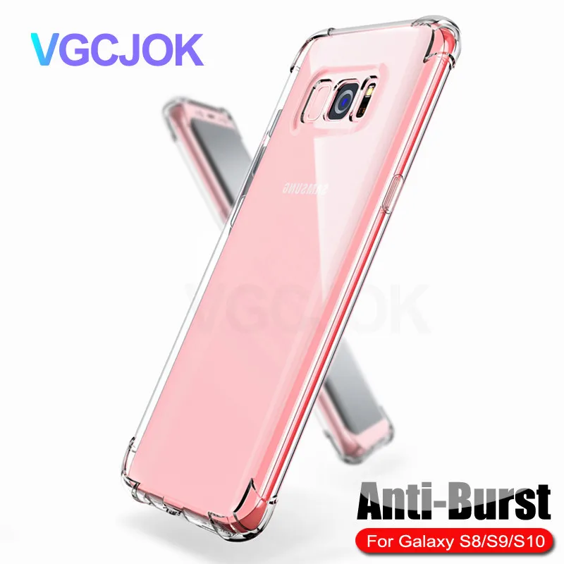 

Shockproof Clear Soft Phone Case for Samsung Galaxy S8 S9 S10 A6 A8 Plus 2018 Note 8 9 S10e S10 Lite Anti-Knock Silicone Case