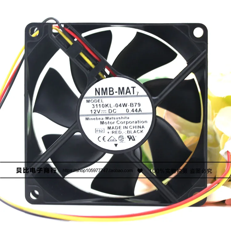 

NMB-MAT 3110KL-04W-B79 F02 DC 12V 0.44A 80x80x25mm 3-wire Server Cooling Fan