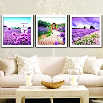 

5d Diy Diamond Painting Cross Stitch Diamond Embroidery Lavender flowers Crystal Round Diamond Mosaic Pictures Needlework new