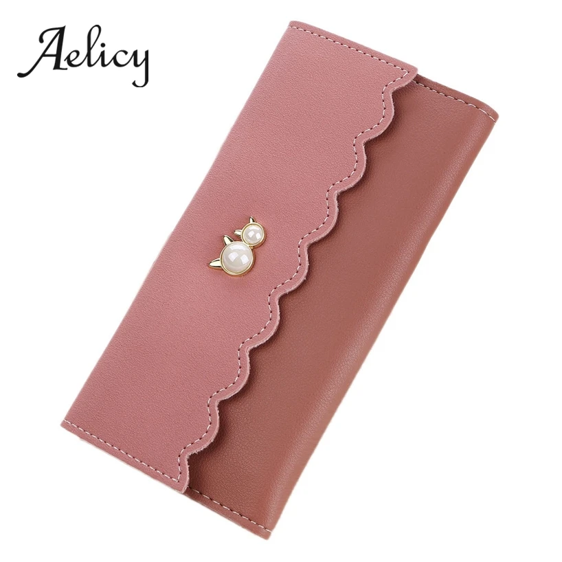 

Aelicy Fashion Patchwork Soft Leather Long Wallet Ladies Card Holders Money Bag Change Purse Coin Purse Women Wallet Handbag