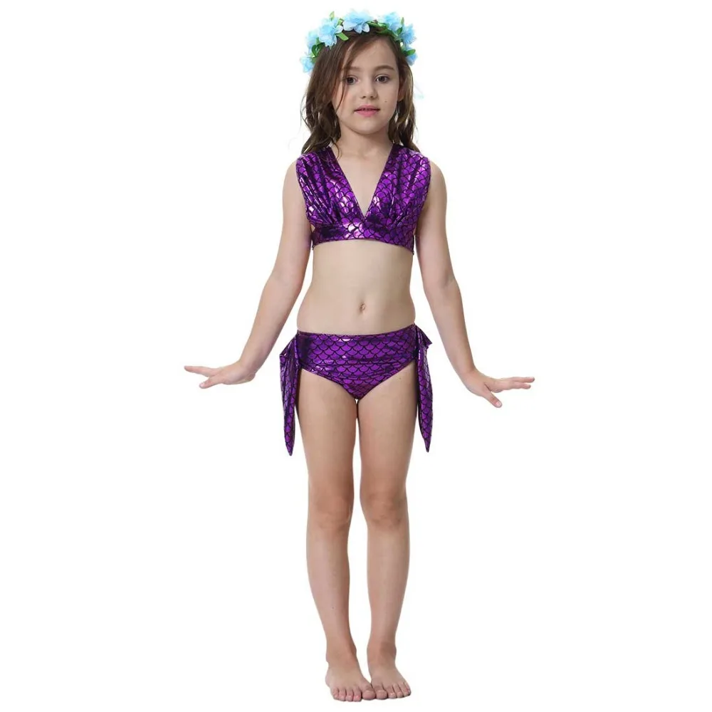 Girls Walkable And Swimmable Mermaid Tail Swimsuit Cosplay Costume Kids Children Bikini And Sparkle Mermaid Swimtail