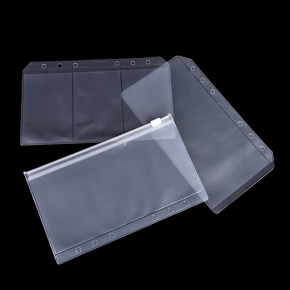 

A5/A6 PVC Transparent Refill Organiser Zip Lock Envelope Binder Pocket Stationery for 6 Holes High Quality