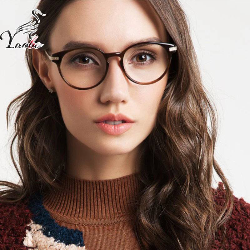 

Yaobo Clear Fashion Round Transparent Glasses Frame Women Semi Rimless Nerd Female Grade Points Decoration Eyeglass with Optical