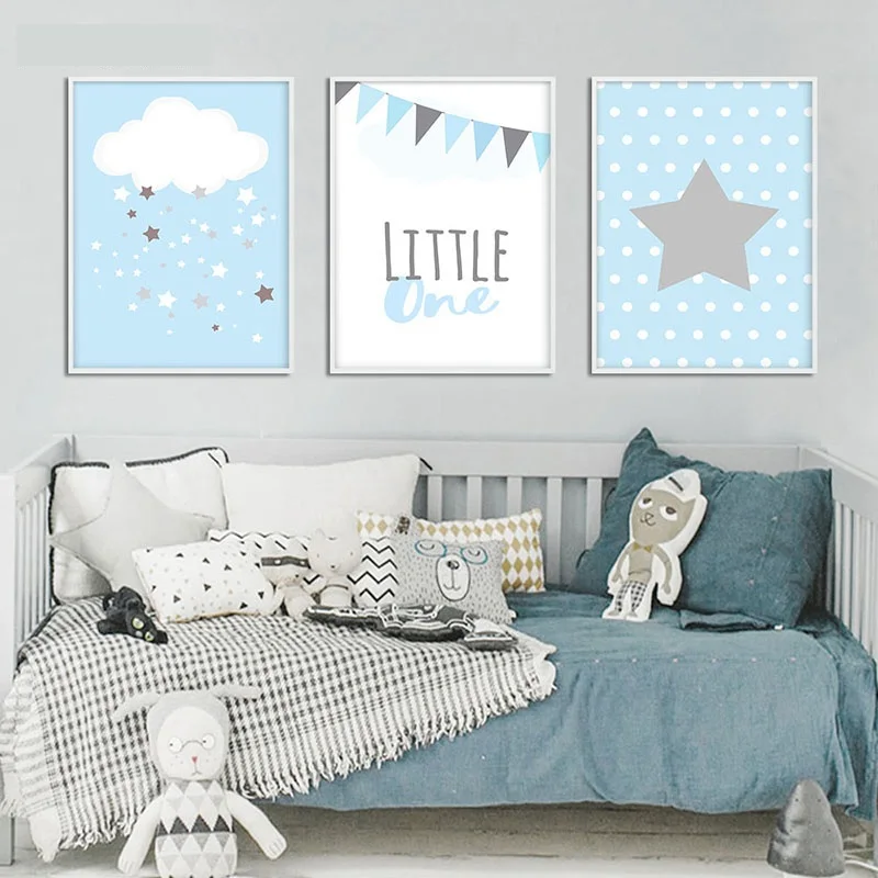 NDITB-Pink-Dream-Big-Stars-Canvas-Art-Poster-Nursery-Prints-Cartoon-Minimalist-Painting-Nordic-Boys-Girls(2)