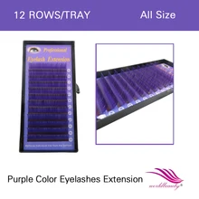 Free shipping colorful hot sale 1 pcs/lot individual lashes purple lash extension color 0.07mm J/B/C/D curl all size available