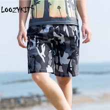 Loozykit, летние мужские пляжные шорты, свободные, большой размер, купальники, повседневные, быстросохнущие, для плавания, спорта, плавания, серфинга, шорты, камуфляжный стиль