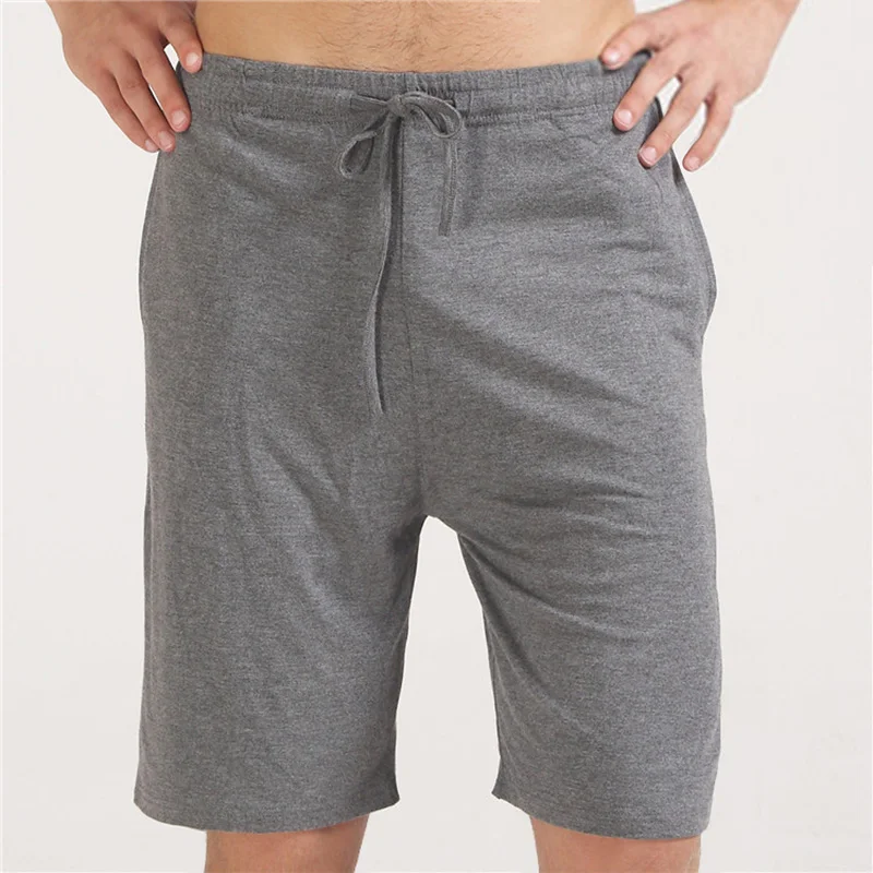 Мужчины отдых брюки удобная домашняя одежда; одежда для отдыха; одежда для Для мужчин плюс Размеры пижамные штаны однотонная одежда для сна мужские шорты для отдыха - Цвет: Grey