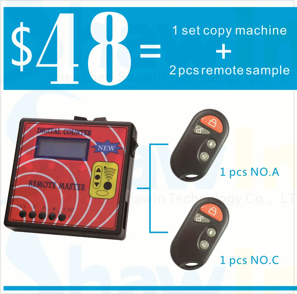 

free shipping Newest 007 Digital Counter Remote Master Frequency Display Remote Control Duplicator/copier with 2pcs remote keys